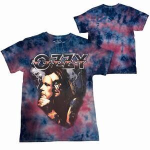 Tie Dye Ozzy Osborne Concert T-Shirt Medium Purple Blue Global Cotton